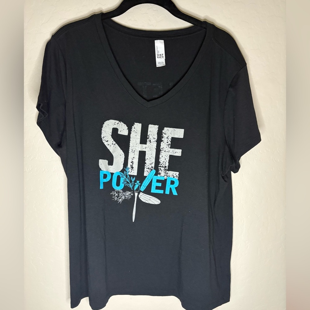 Women’s Black V-Neck Graphic Tee